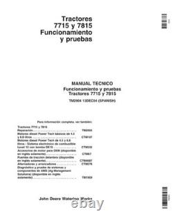 John Deere TM2904 SPANISH EDITION 7715, 7815 tractors diagnostic technical manua