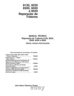 John Deere TM2930 PORTUGUESE EDITION 8120, 8220, 8320, 8420, 8520 tractors repai