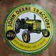 John Deere Tractors Porcelain Enamel Sign 30 Inches Round