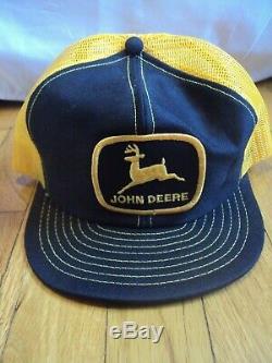 John Deere Tractors Vintage Farmers Farm Gold Black Snapback Mesh Hat Cap Nice