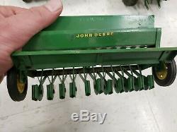 John Deere Vintage Lot Of 5 Die Cast Toys Tractors Planter Grain Drill Elevator