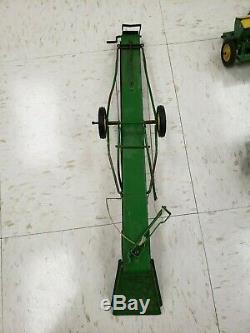 John Deere Vintage Lot Of 5 Die Cast Toys Tractors Planter Grain Drill Elevator