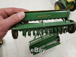 John Deere Vintage Lot Of 5 Die Cast Toys Tractors Planter Grain Drill Elevator