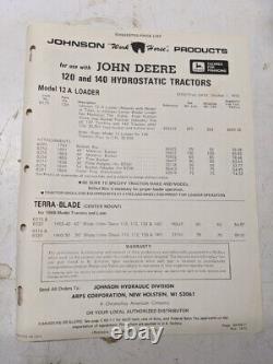 Johnson Work Horse Products John Deere Jd 120 140 Tractors Price List 1973