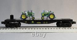LIONEL JOHN DEERE FLATCAR 2 FARM TRACTORS 164 O GAUGE train tractor 6-83286 NEW