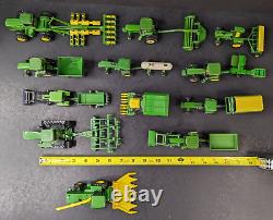 Lot of 22 Pieces John Deere Tractors, Combines and Implements Diecast