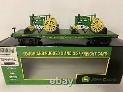 MTH RAILKING JOHN DEERE FLAT CAR With 3 MODEL A TRACTORS! MOLINE ILLINOIS O GAUGE