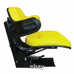 New Yellow Seat with Adj Angle Base Tracks/Suspen Made To Fit John Deere Tractor
