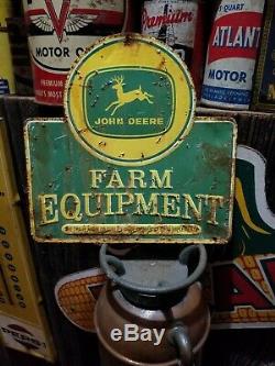 Old vintage John Deere Farm Equipment metal sign gas station barn tractor