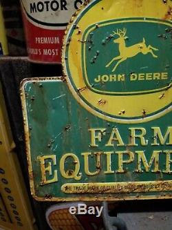 Old vintage John Deere Farm Equipment metal sign gas station barn tractor