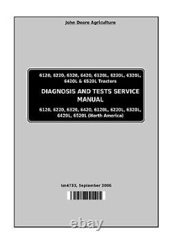 Paper John Deere 6320 6420 Tractor Diagnosis & Test Service Manual Technical