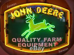 RARE New JOHN DEERE QUALITY FARM EQUIPMENT Tractor Dealer REAL NEON SIGN LIGHT