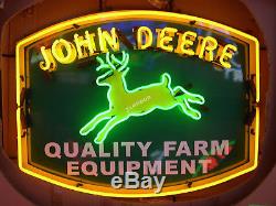 RARE New JOHN DEERE QUALITY FARM EQUIPMENT Tractor Dealer REAL NEON SIGN LIGHT
