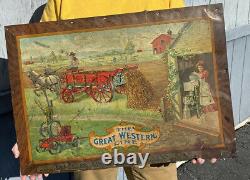 RARE Original 1900s Rock Island Plow Co Farm Tractor Implement Tin Litho Sign