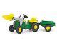 Rollykid John Deere Ride On Pedal Tractor + Front Loader + Kid Trailer Rolly