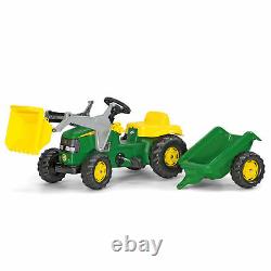 Rolly Toys John Deere Pedal Tractor with Working Front Loader & Detachable Trailer