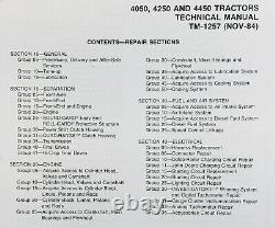 Service Manual For John Deere 4050 4250 4450 Tractor Technical Repair Shop Book