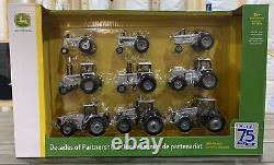 Silver 1/64 Scale ERTL 75th Anniversary 9 Piece John Deere Tractor Set Rare