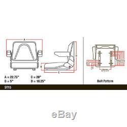 Universal Tractor Seat with Rails & Flip Arm Rests for Case IH Ford NH John Deere