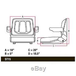 Universal Tractor Seat with Rails & Flip Arm Rests for Case IH Ford NH John Deere