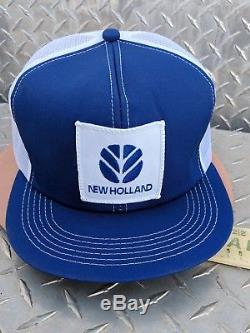 VINTAGE rare NEW HOLLAND TRACTORS patch TRUCKER HAT cap SNAP BACK nos ford usa