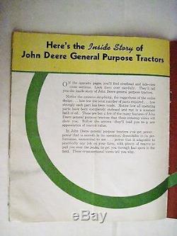 Vintage 1938 John Deere Tractors Catalog Colored Pictures and Specifications