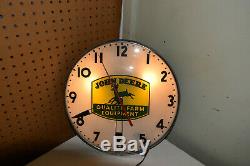 Vintage 1960's John Deere Telechron Dealership Lighted Clock Tractor Sign Orig