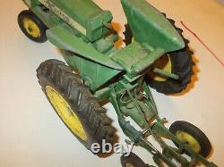 Vintage 1/16 John Deere Toy Tractor 3 PT With Plow Metal Wheels Ertl Diecast