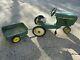 Vintage Ertl John Deere Child's Metal Ride-on Pedal Tractor And Wagon