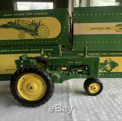 Vintage Ertl John Deere Farm Equipment Tractor, Spreader, Wagon, Loader With Boxes