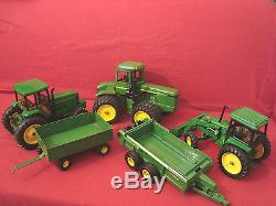 Vintage Ertl John Deere Lot Of 3 116 Diecast Tractors + Manure Spreader