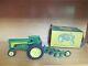 Vintage John Deere Toy Tractor & Plow With Tractor Box Some Condition Issues