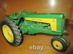 Vintage JOHN DEERE Toy Tractor & Plow with Tractor Box some condition issues