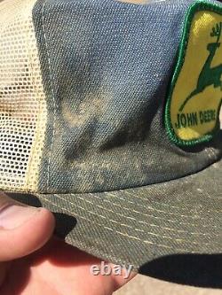Vintage John Deere Denim Hat Cap Snapback Patch Tractor Farmer Trucker USA Fair