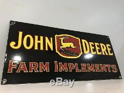 Vintage John Deere Farm Implement Porcelain Sign Gas Oil Tractor Combine Barn Ih