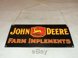 Vintage John Deere Farm Tractor Implement 17 Porcelain Metal Gasoline Oil Sign