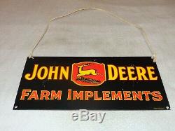 Vintage John Deere Farm Tractor Implement 17 Porcelain Metal Gasoline Oil Sign