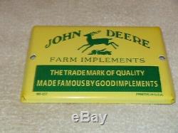 Vintage John Deere Fram Implements Tractors 7 Porcelain Metal Gasoline Oil Sign