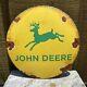 Vintage John Deere Porcelain Metal Enamel Button Sign 6 Usa Gas Farming Tractor