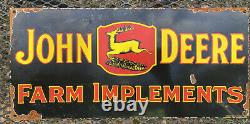 Vintage John Deere Porcelain Sign USA Oil Gas Pump Petroliana Farm Tractor Deer