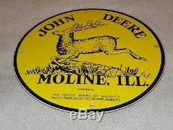 Vintage John Deere Tractors Moline Il11 3/4 Porcelain Metal Gasoline & Oil Sign