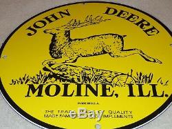 Vintage John Deere Tractors Moline Il11 3/4 Porcelain Metal Gasoline & Oil Sign