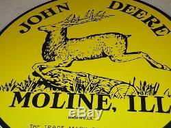 Vintage John Deere Tractors Moline Il11 3/4 Porcelain Metal Gasoline & Oil Sign