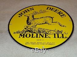 Vintage John Deere Tractors Moline Il11 3/4 Porcelain Metal Gasoline & Oil Sign