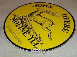 Vintage John Deere Tractors Moline Il11 3/4 Porcelain Metal Gasoline & Oil Sign