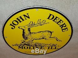 Vintage John Deere Tractors Moline Il11 3/4 Porcelain Metal Gasoline & Oil Sign