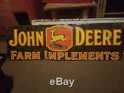 Vintage old original John Deere metal sign farm tractor barn gas oil embossed