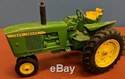 Vtg Ertl John Deere Die Cast Toy Tractor With Eska Pressed Steel 4 Bottom Plow