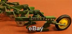 Vtg Ertl John Deere Die Cast Toy Tractor With Eska Pressed Steel 4 Bottom Plow