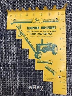 Vtg JOHN DEERE circa 1960 bolt/bit sizer 530 tractor Iowa phone PY 2-6000 advert